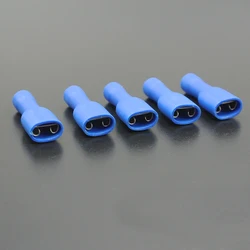 1000PCs 6.3mm FDFD1.25-250 FDFD2-250 Fully Insulated Female Spade Electrical Connector Crimp Terminals