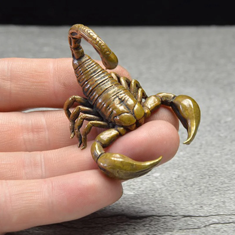 Chinese Classical Copper Scorpion Ornament Animal Figurines Miniatures Tea Pet Vintage Brass Crafts Desk Decorations Accessories