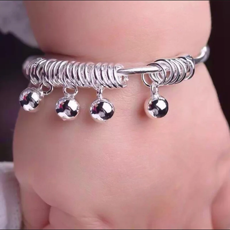 Baby Bracelet Silver Color Newborn Birthday Gift Infant Kids Adjustable Jewelry Handmade Chain Bracelets Anklet Fashion Circle