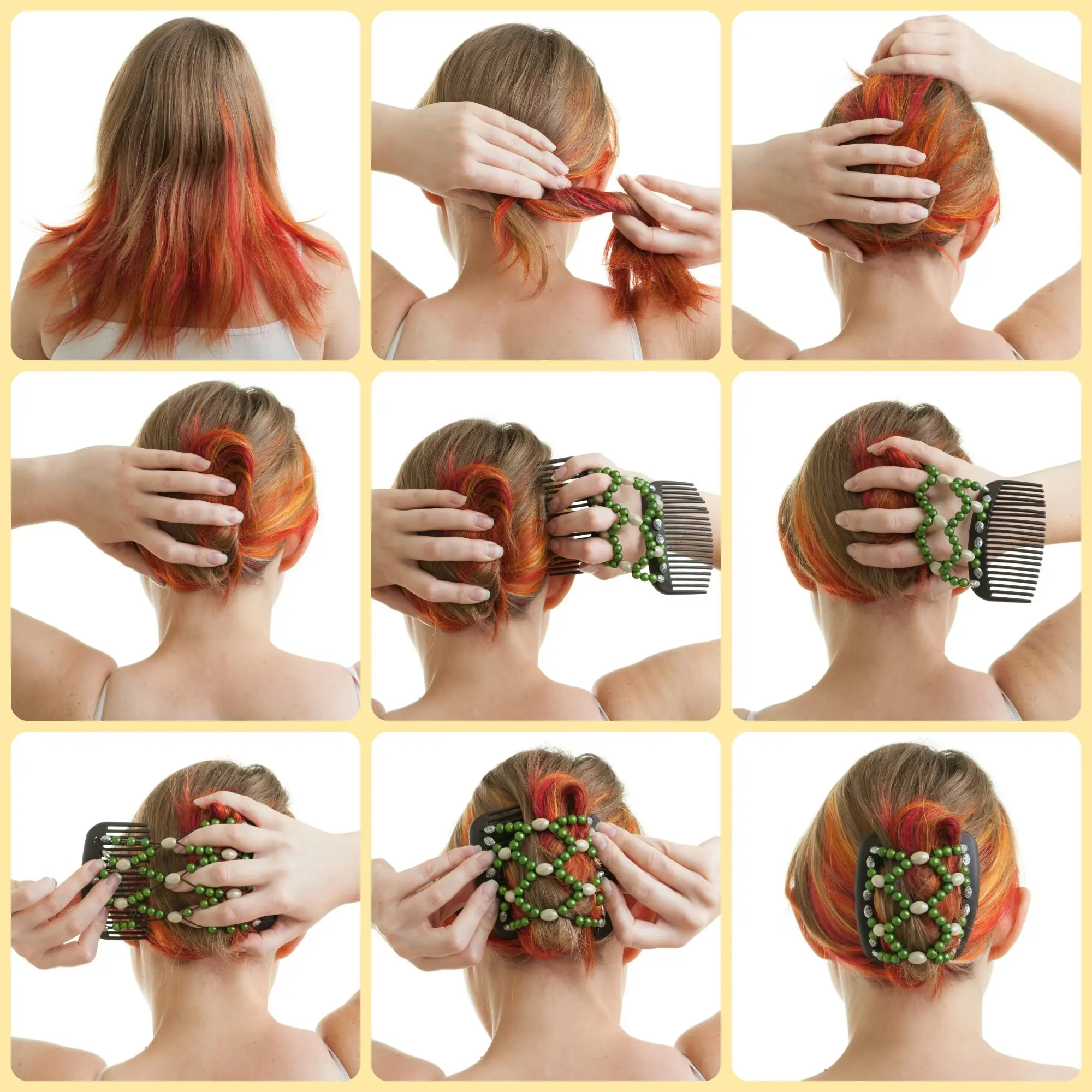 Beads Hair Combs Shiny Rhinestone Beaded Hair Claws Magic Tuck Comb Updo Accessories Elastic Headwear Bun Ponytail Holder DIY1PC