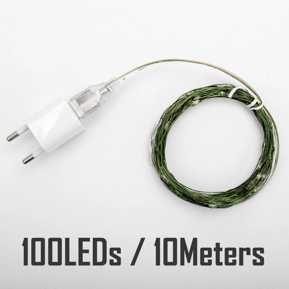 100M LED String Lights Green Wire Fairy Lights Warm White Garland for Outdoor Home Wedding Christmas Party Garden Decoration
