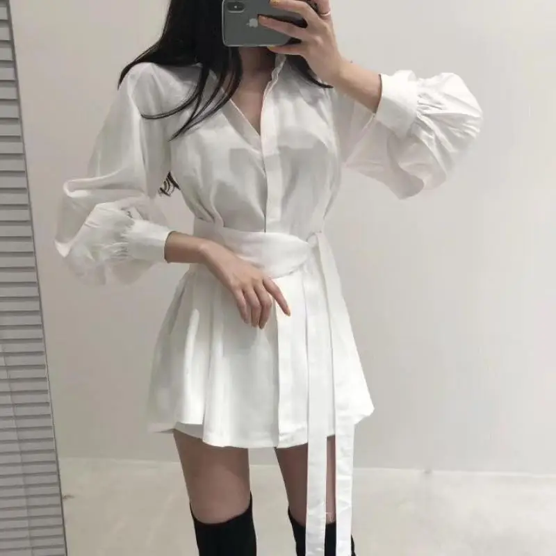 Short Sets Women Chic Spring Ulzzang Comfort All Match 2pcs Tunic Puff Sleeve High Waist Simple Streetwear Casual Outfit Tops
