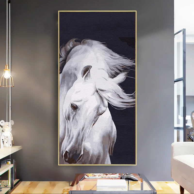 New 70x140cm DIY Painting By Numbers animals Horse Kits Entrance Landscape paint by numbers on canvas Wall Art Home Decor