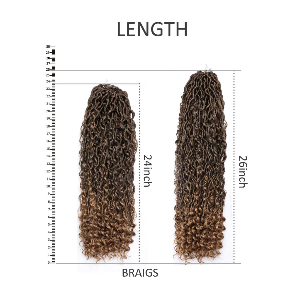Synthetische Göttin Locs Häkeln Haar Zöpfe Lockige Faux Locs Flechten Haarverlängerungen Perücke Für Frauen Schwarz Hippie Boho Stil – Detail 6