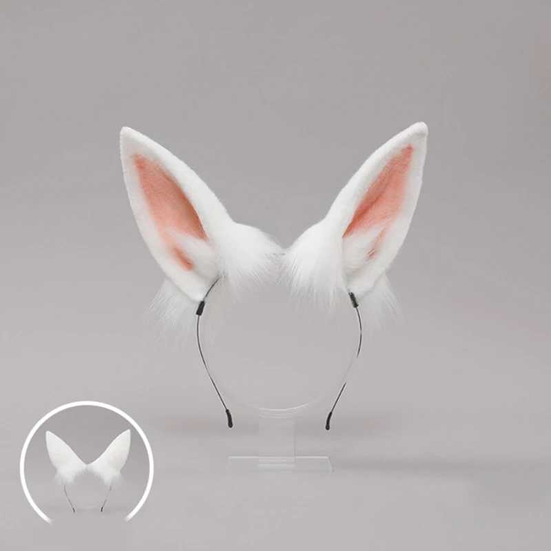 2022 New Girls Animal Rabbit Ears Plush Hair Hoop Lovely Party Headdress Anime Cosplay Party Accessories