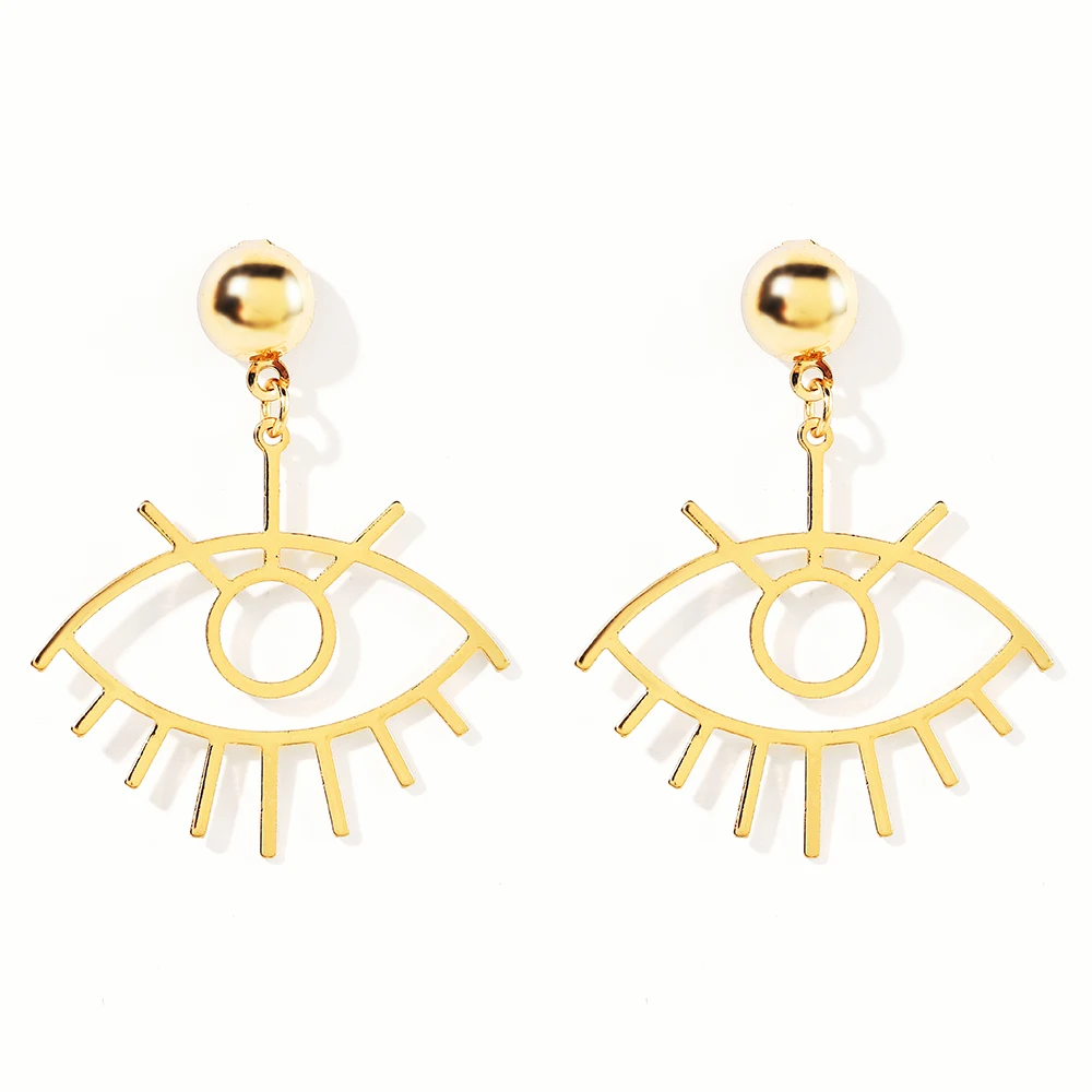 WYBU Fashion Charm Eye Pendant Dangling Drop Earring For Women Gold Plated Metal Eyelash Earring Ear Jewelry For Girl Gift