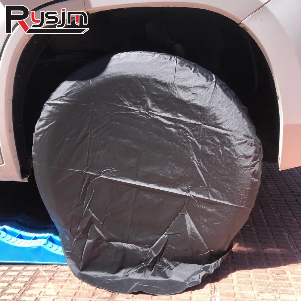 Custom 4pcs/Set Black Car Wheel Tire Covers 210D Oxford cloth Tire Covers Protector Waterproof Anti-scratch Car Tire Cover Case