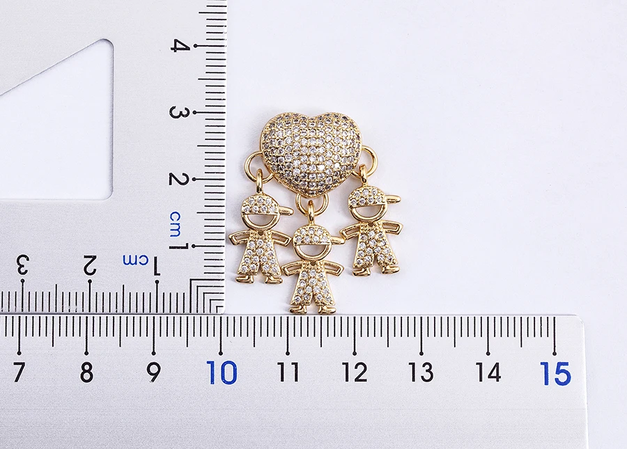 Nidin Heißer Verkauf Sohn Tochter Herz Vergoldet Zirkonia Familie Mädchen Junge Anhänger Halskette Kette Schmuck Für Mutter Geschenk – Detail 14