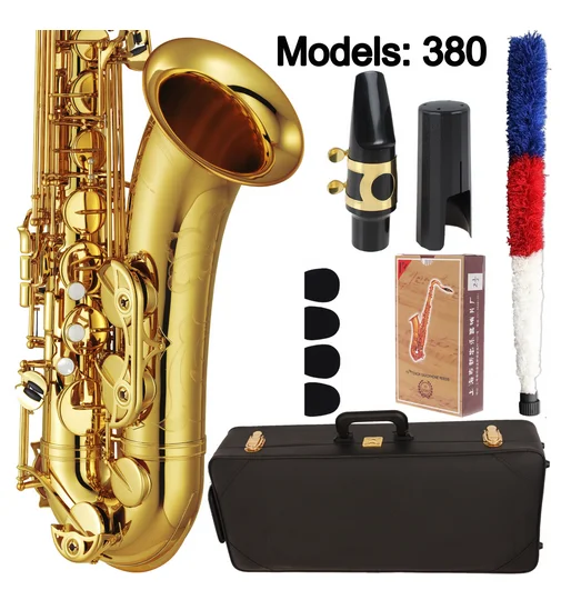 

Music Fancier Club Tenor Saxophone 380 Gold Lacquer Case Sax Tenor Mouthpiece Ligature Reeds Neck Musical Instrument Accessories