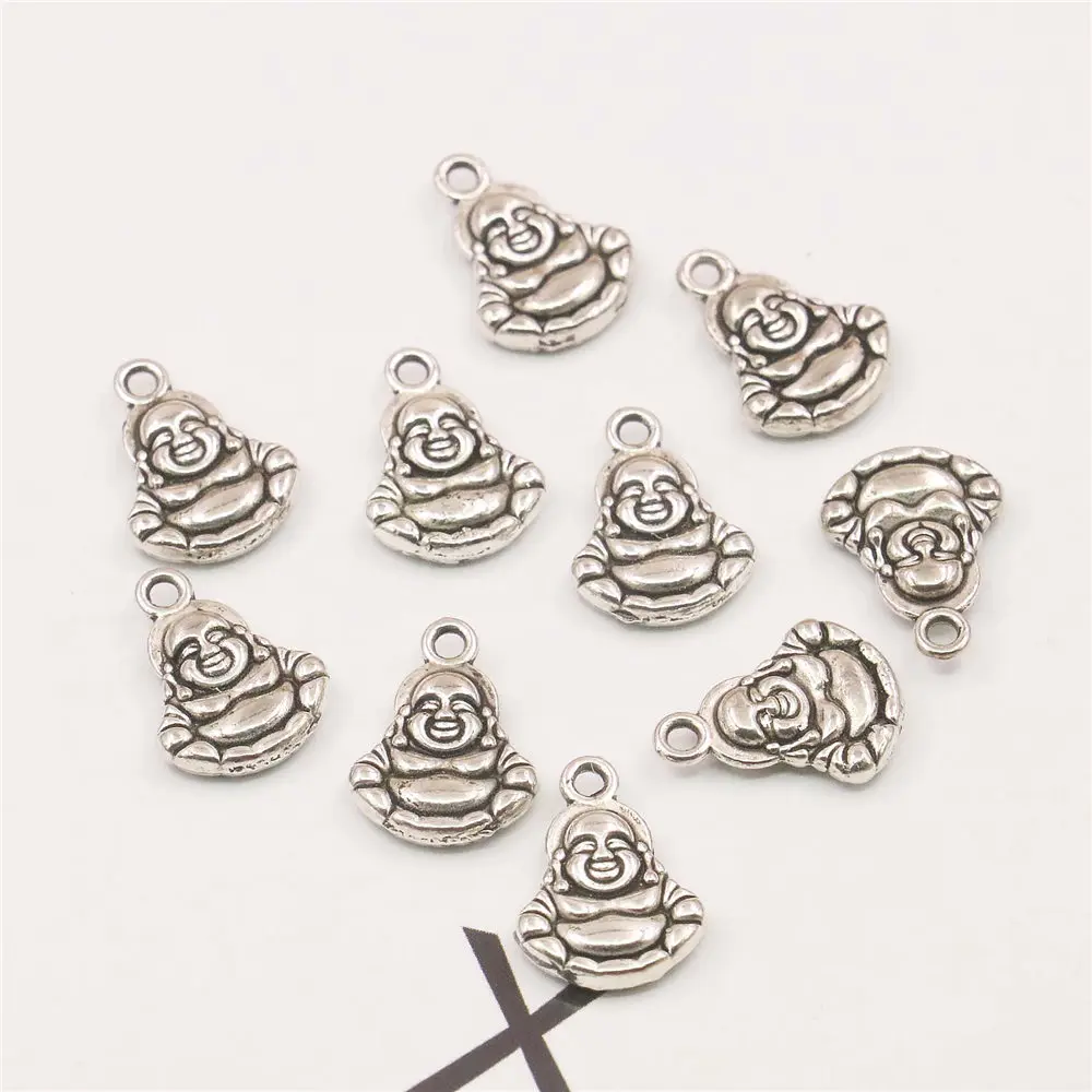 5PCS Alloy Maitreya Buddha Pendant Hardware Fittings Accessory Silver-plate DIY Loose Beads Necklace Bracelet Jewelry