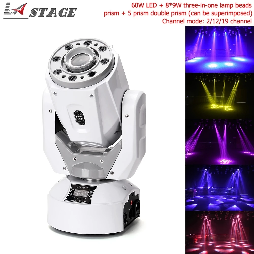 

Free shipping High Quality LED 60W + 8*9W Wash Light Double Prism Light Path Rich Pattern Effect Moving Heads Stage Light DMX