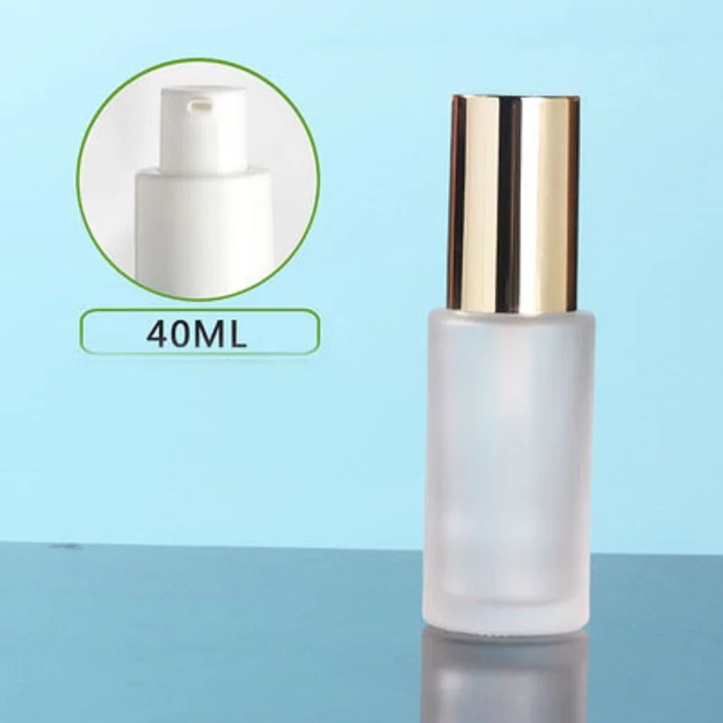 40ml frosted/green/blue/white glass bottle shiny gold lid for serum/lotion/emulsion/foundation/gel skin care cosmetic packing