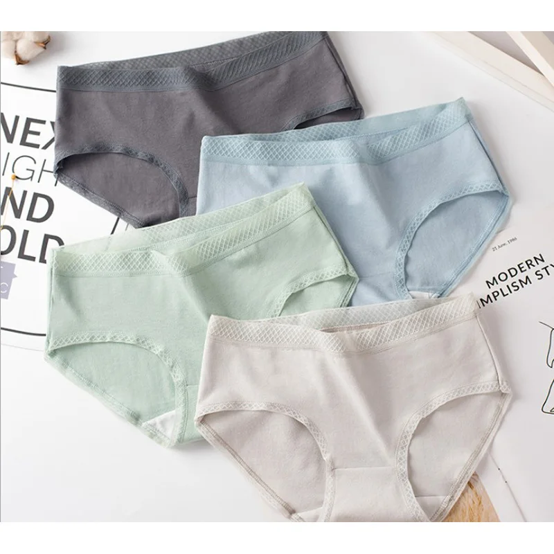 underwear 6pc/bag new cotton lovely middle waist briefs young girl Antibacterial panties solid Teenagers Intimates L -XXL