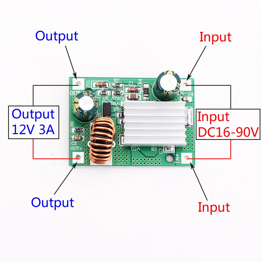 DC 9V 12V 24V 36V 48V 72V 84V 120V auf 5V 3A Step-Down-Modul Netzteil DC-DC-Wandler Buck-Wandler Step-Up-Wandler – Detail 1