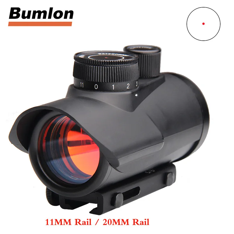 1x30 Red Dot Scope Sight Tactical Riflescope 11mm/20mm Rail Mount Hunting Brightness Adjustment Collimator Optical Rubber Cover