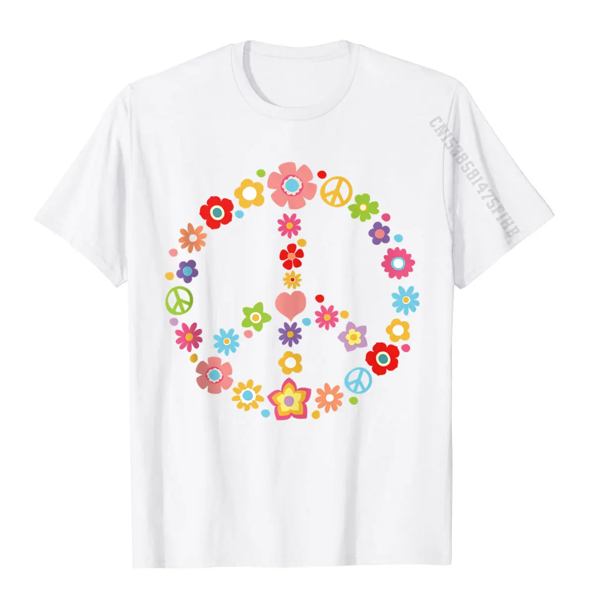 PEACE SIGN LOVE Flower 60s 70s Tie Dye Hippie Costume Gift Basic Top Top T-Shirts For Men Comics Tops Shirt Classic Cotton