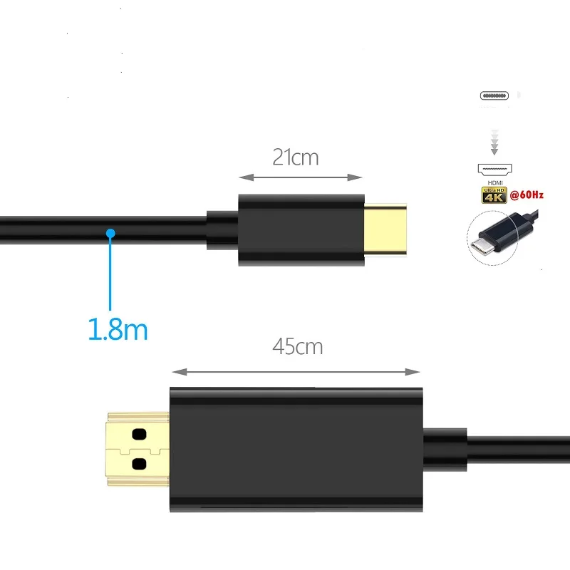 Loại C USBC Sang HDMI-Tương Thích Cho Macbook 4K HDTV Máy Chiếu Máy Tính Cáp Màn Hình HDTV Cáp dành Cho Galaxy S8 S8 + Plus