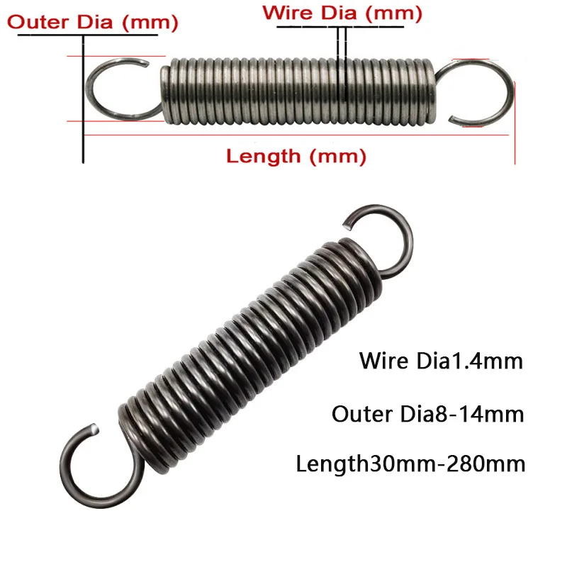 

1PCS,Small Coil Pull Spring Extension Spring With Hooks,1.4mm Wire Diameter8-14mm Out Diameter30-300mm Length