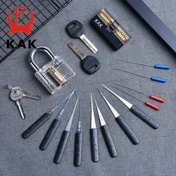 Kak Transparant Zichtbaar Pick Cutaway Praktijk Hangslot Lock Met Gebroken Sleutel Verwijderen Haak Kit Extractor Set Slotenmaker Wrench Tool