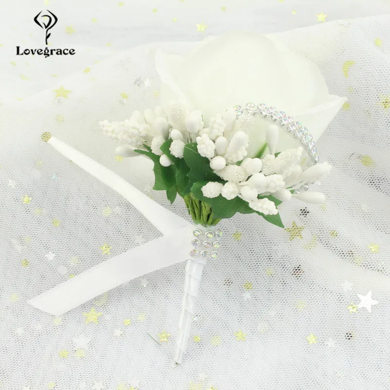 Bianco blu rosa matrimonio Boutonniere fiore corpetto Pin sposo Groomsmen Mariage Prom uomo abito spilla accessori Para Hombre fai da te