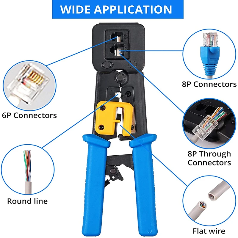 HTOC RJ45 Crimping Tool Set For RJ11/RJ12/CAT5/CAT6/Cat5e LAN Cable Network Repair Set With Wire Connector Stripper Cutter