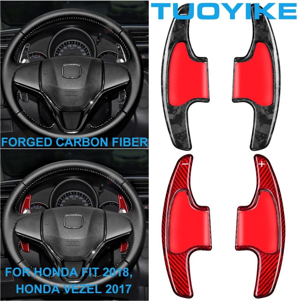 Car Styling Real Forged Carbon Fiber Central Steering Wheel Paddle Shifter Extension Auxiliary For HONDA Fit 2018 Vezel 2017