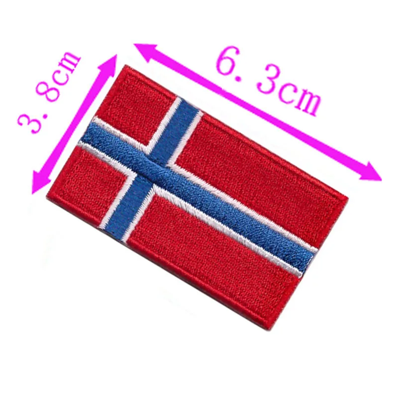 Norway Flag Embroidery Patch 6.3cm Wide High Quality Iron On Sew On Backing/Emblem/Applique/Stripe