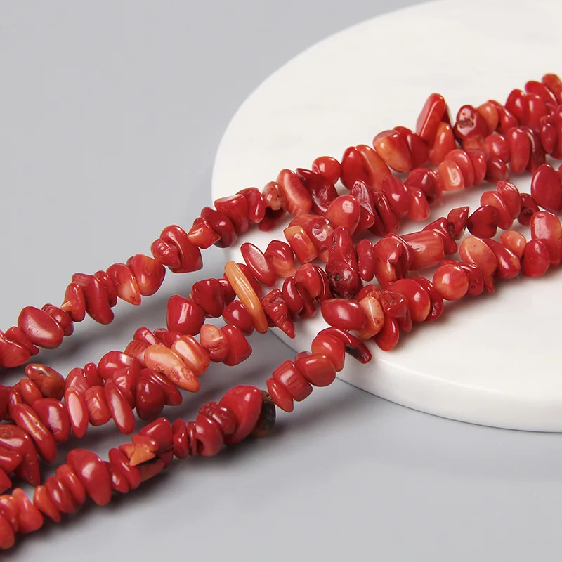 Irregular Shape Natural Red Coral Chips Beads Gravel Stone Rocks Diy Women Bracelet Necklace Earring Supplies Accessories 3-5MM