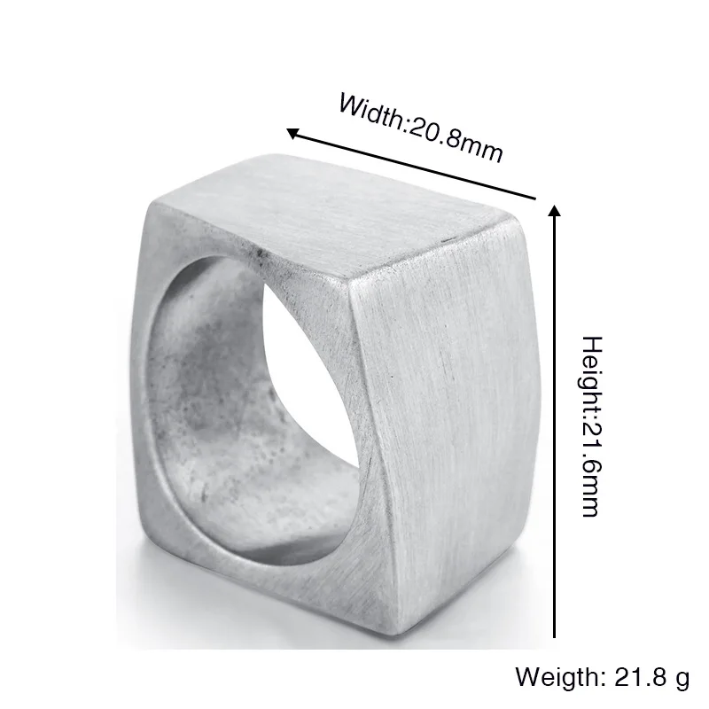 New Retro Simple Square Bullet Stainless Steel Mens Rings Vintage Rustic for Male Boyfriend Biker Jewelry Creativity Wholesale