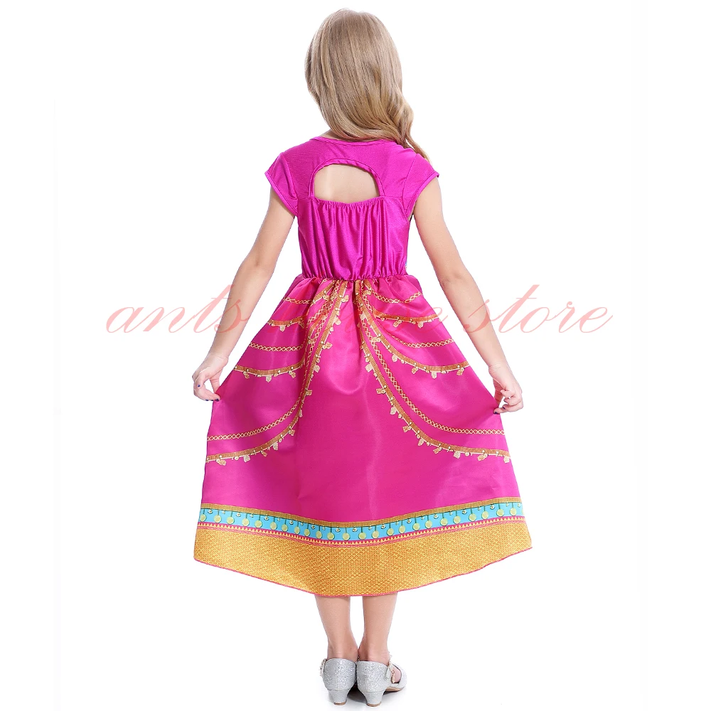 Aladdin Costume Jasmine Dress Pink Fuchsia Outfit For Kids