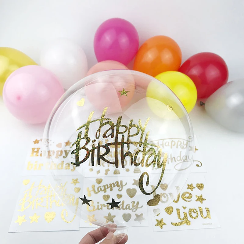 DIY Balloon Sticker for Transparent Balloons Happy Birthday Wedding Party Decoration Baby Shower Favors Letter Balloon Sticker