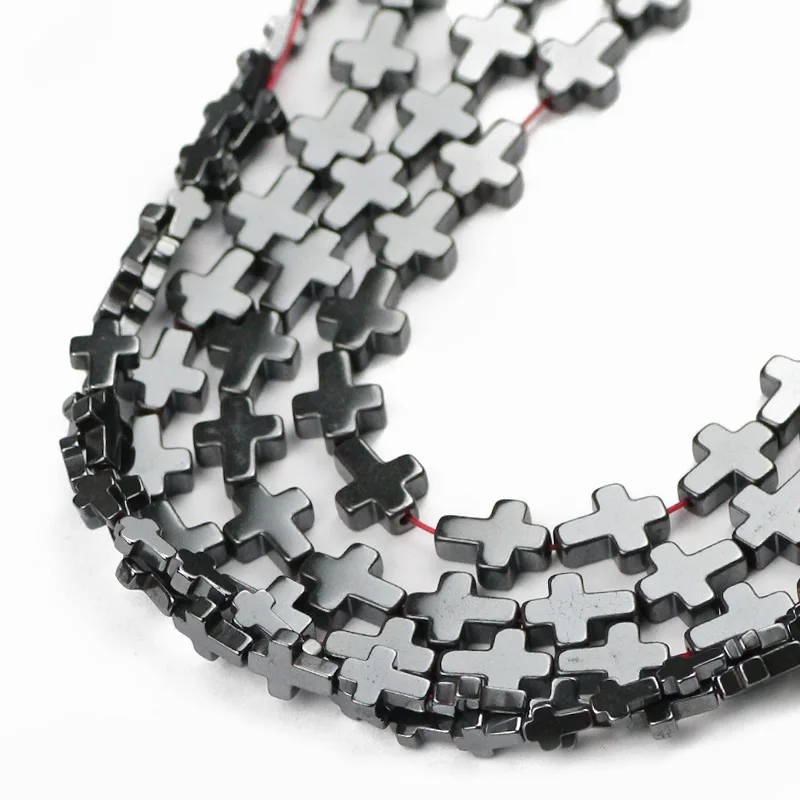 UPGFNK Natural Stone Cross Black Hematite Spacer Beads 4/6/8/10/14mm charm Loose beads For Jewelry making bracelet DIY Findings