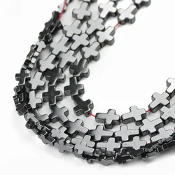 UPGFNK Natural Stone Cross Black Hematite Spacer Beads 4/6/8/10/14mm charm Loose beads For Jewelry making bracelet DIY Findings