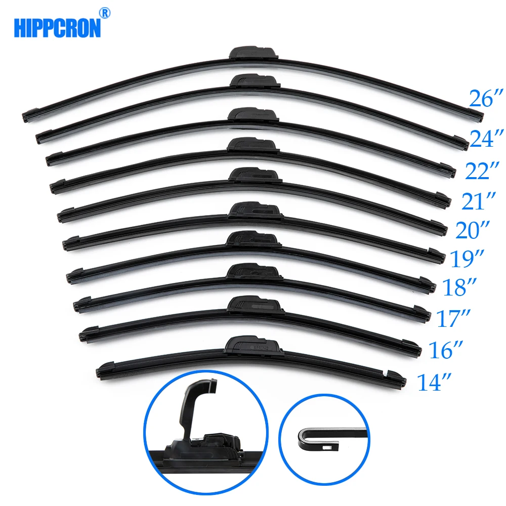 Car Frameless Wiper Blade Natural Rubber Bracketless Auto Soft Windshield 14