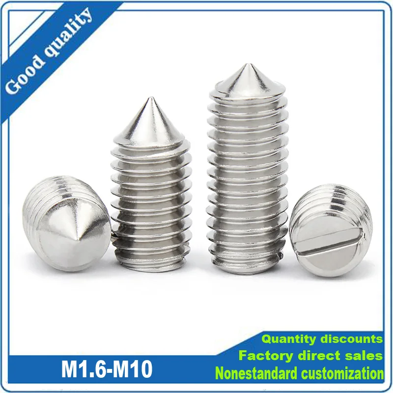 M1.2 M1.4 M1.6 M2 M2.5 M3 M4 M5 M6 M8 M10 GB71 304 Stainless Steel Slotted Head Tapered End Headless Grub Bolt Set Screw DIN553