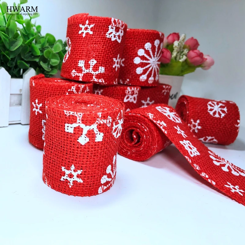 12pcs 6cm White Snow Red Linen Lace Fabric Ribbon DIY Handmade Wedding Christmas Decoration For Home Party Favors Accessories