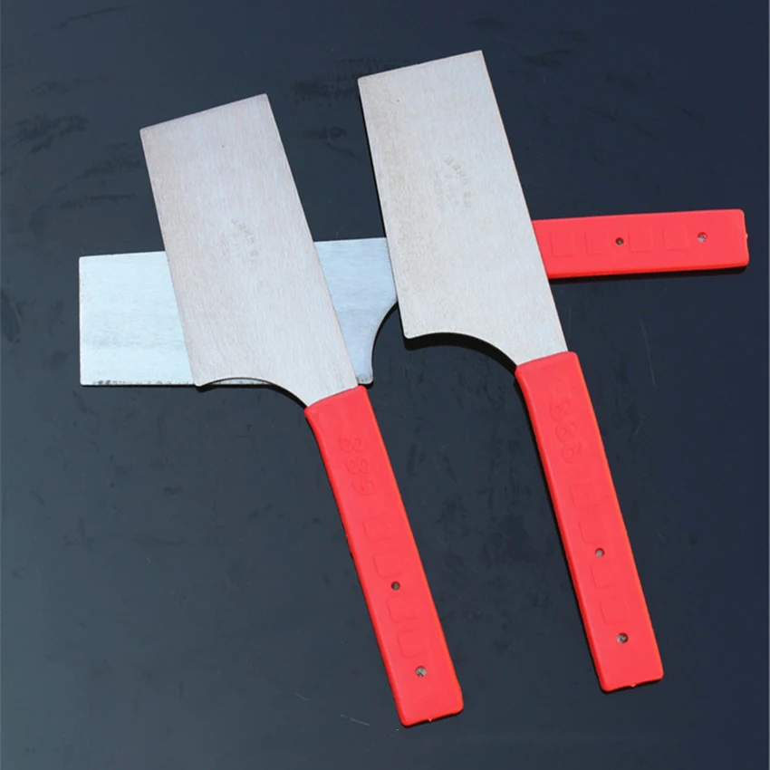 Grattoir à mastic opaque pour la réparation de cloisons sèches, couteau à mastic, lame en acier allié, manche en caoutchouc rouge, grattoir de