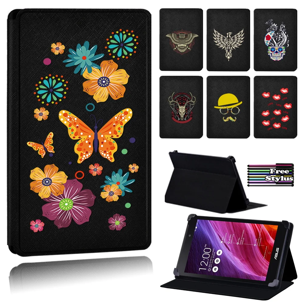 Multiple Print Pattern Tablet Case Fit Asus Memo Pad 7/Memo Pad 8 Me181C/Memo Pad 10 ME102A ME103K Pad HD 7 ME173X ME173 + Pen