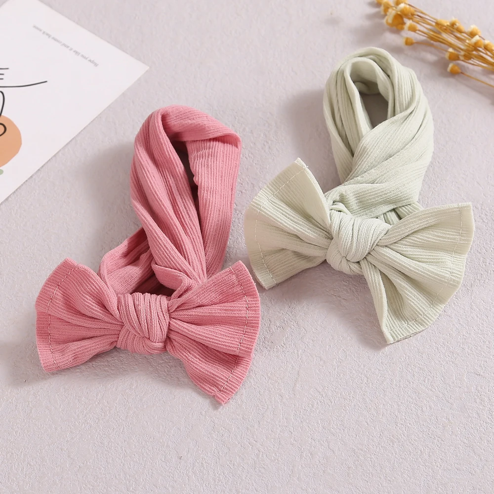 

40pc/lot Newborn Ribbed Headband Baby Bowknot Head wraps Kids Cable Knit Bows Headband Children Girls Stretch Hair Accessories