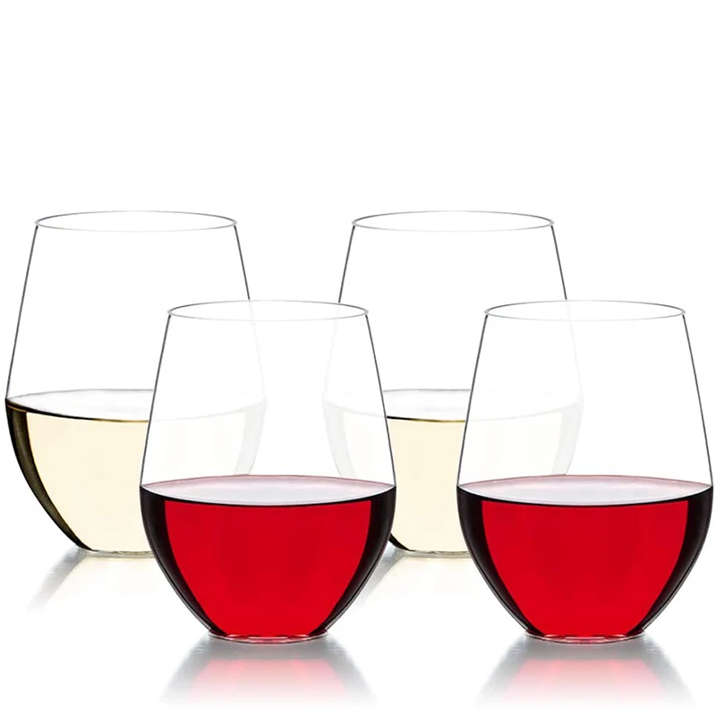 Image of 4Pcs 470ml Tritan Kunststoff Rot Weiß Wein Glas Unzerbrechlich Elegante Cocktail Saft Wasser Tasse für Küche Strand Hochzeit party Geschenk