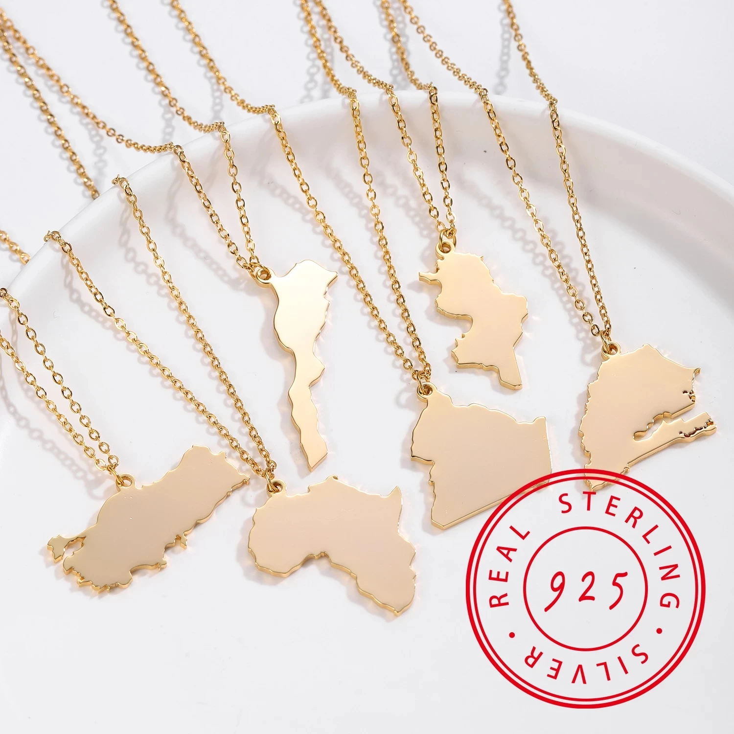925 Stering Silver Custom Country Map 2021 Trend Minimalist Fine  Pendant Necklaces Gift  New Jewelry Geometric 2021 Trend