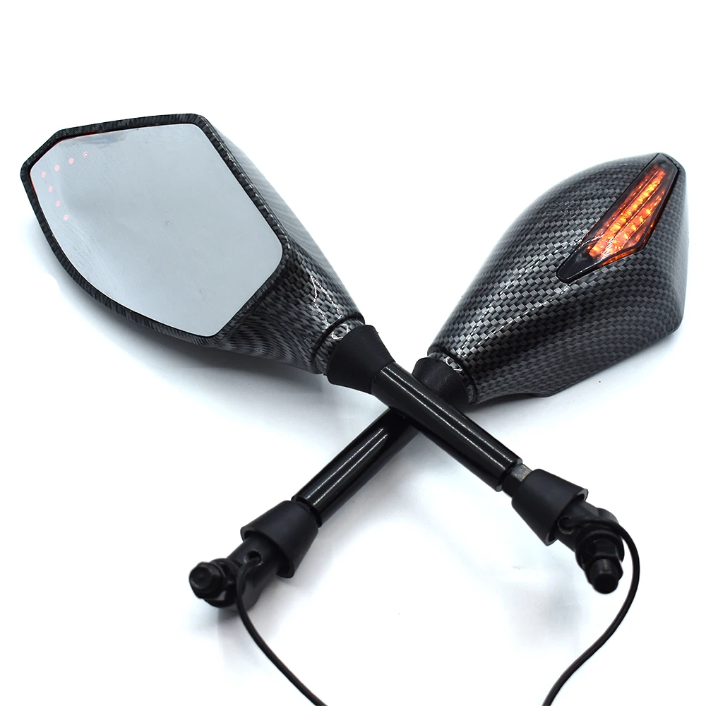 For Yamaha FZ1 FAZER FZ6R FZ8 XJ6 FZ6 MT-07 09 FZ-09 Motorcycle Rearview Mirrors Black With LED Turn Signal Integrated Mirrors