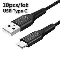 Wholesale 10pcs/lot USB Type C Cable 1m 2m 3m for Huawei Samsung Xiaomi Fast Charging Type-C Charger Data Cable