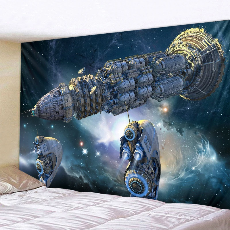 

Science fiction warship home decoration tapestry psychedelic scene tapestry Bohemian decorative sheet sofa blanket yoga mat