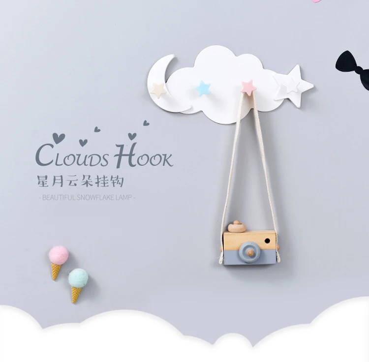 Selbstklebende Haken Kawaii Cartoon Wolke Kinderzimmer Haken an der Wand hängen Dekor nahtlose Tür Kleiderbügel Badezimmer – Detail 1