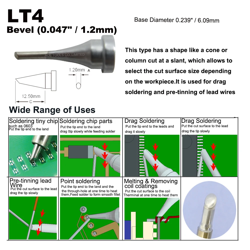LT4 pojedyncze płaskie 1.2mm wymiana groty lutownicze dla WELLER WP80 WSP80 WSFP8 WD1000 WD2000 WSD81 WS81 WSF81D8 WS81D5 uchwyt żelaza