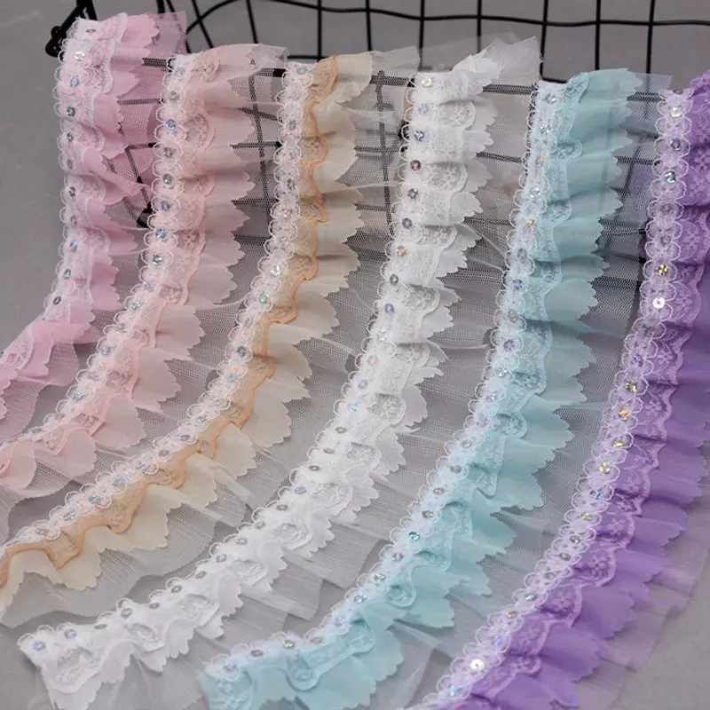 3YD 5cm Chiffon Five-finger Flower Embossed Non-elastic Lace Mesh Yarn Clothing Accessories Toys Discount Lace