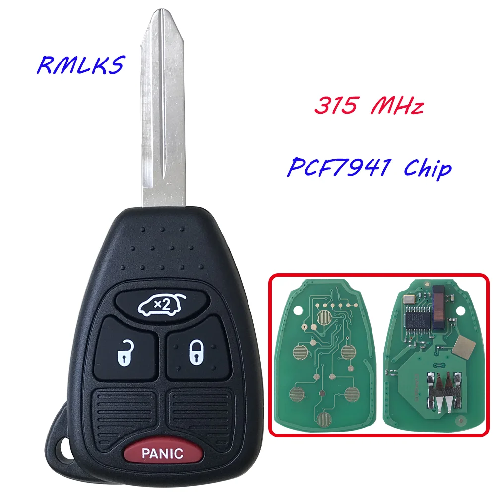 New Uncut Remote Head Key Fob 4 Button 315Mhz/433Mhz ID46 for Chrysler For Dodge Pacifica For Jeep M3N5WY72XX OHT692427AA