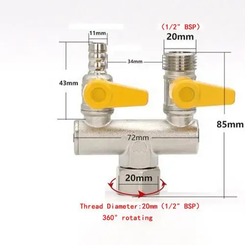 Elettrovalvola DN15 U/T/F/H Type Shape Natural Gas Valve Hot Water Ball Rotatable Interface Combinations Home Garden Irrigazione — dettaglio 3