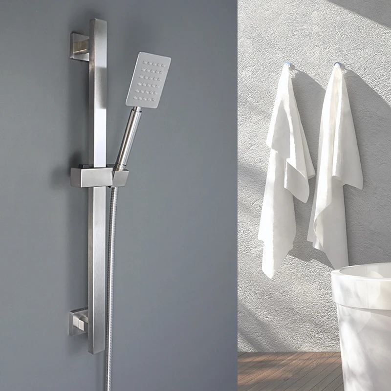 Dusche Rutsche Bar Bad Höhe Einstellbare Handheld Dusche Kopf Halter SUS304 Edelstahl Gebürstet Runde Platz Heben Stange